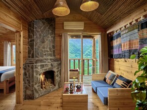 Family Bungalow, Fireplace, Mountain View | Living area - Laxsik Ecolodge (Sa Pa)