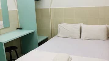 Desk, free WiFi, bed sheets