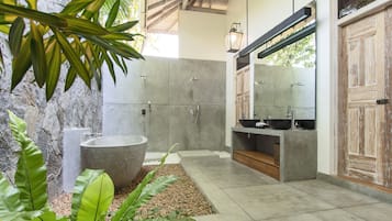 One Bedroom Villa with Pool | Bathroom | Designer toiletries, hair dryer, bathrobes, slippers