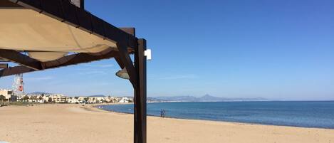 Beach nearby, sun-loungers