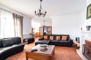 Télévision, cheminée, lecteur de DVD