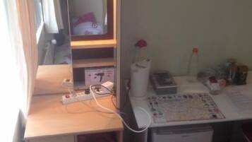 Blackout curtains, free WiFi, bed sheets