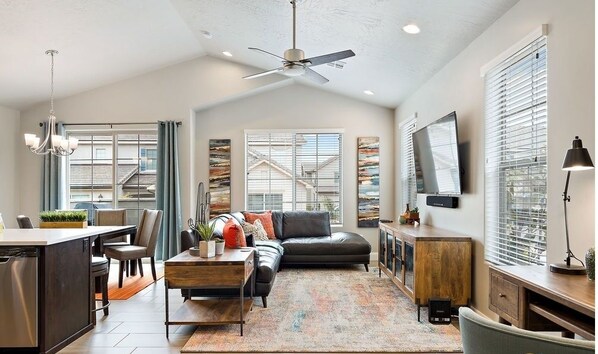 Townhome, 3 Bedrooms | Living room | Smart TV - Spacious Villa Just Minutes from Downtown St. George by Redawning (Washington)