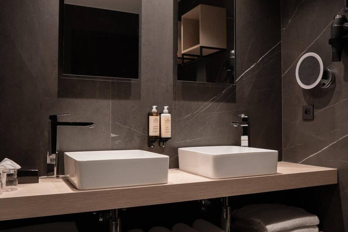 free toiletries, hair dryer, towels, soap