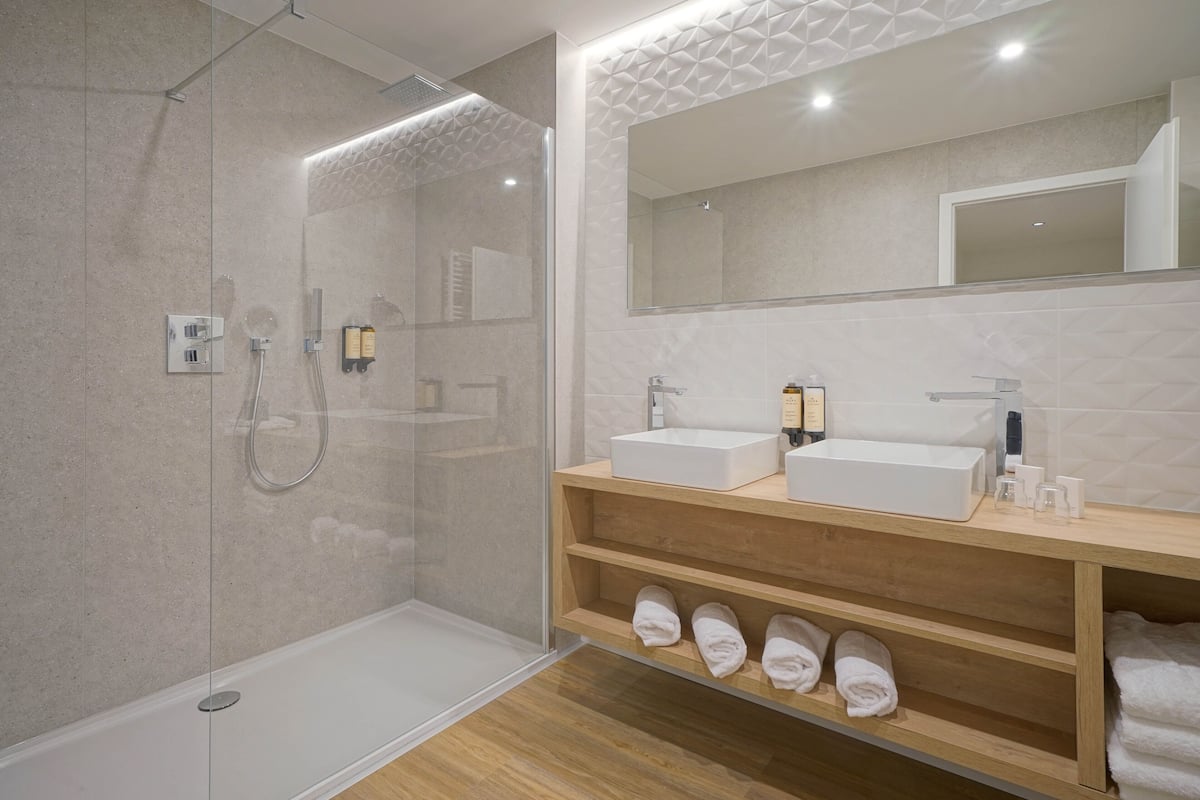 free toiletries, hair dryer, towels, soap