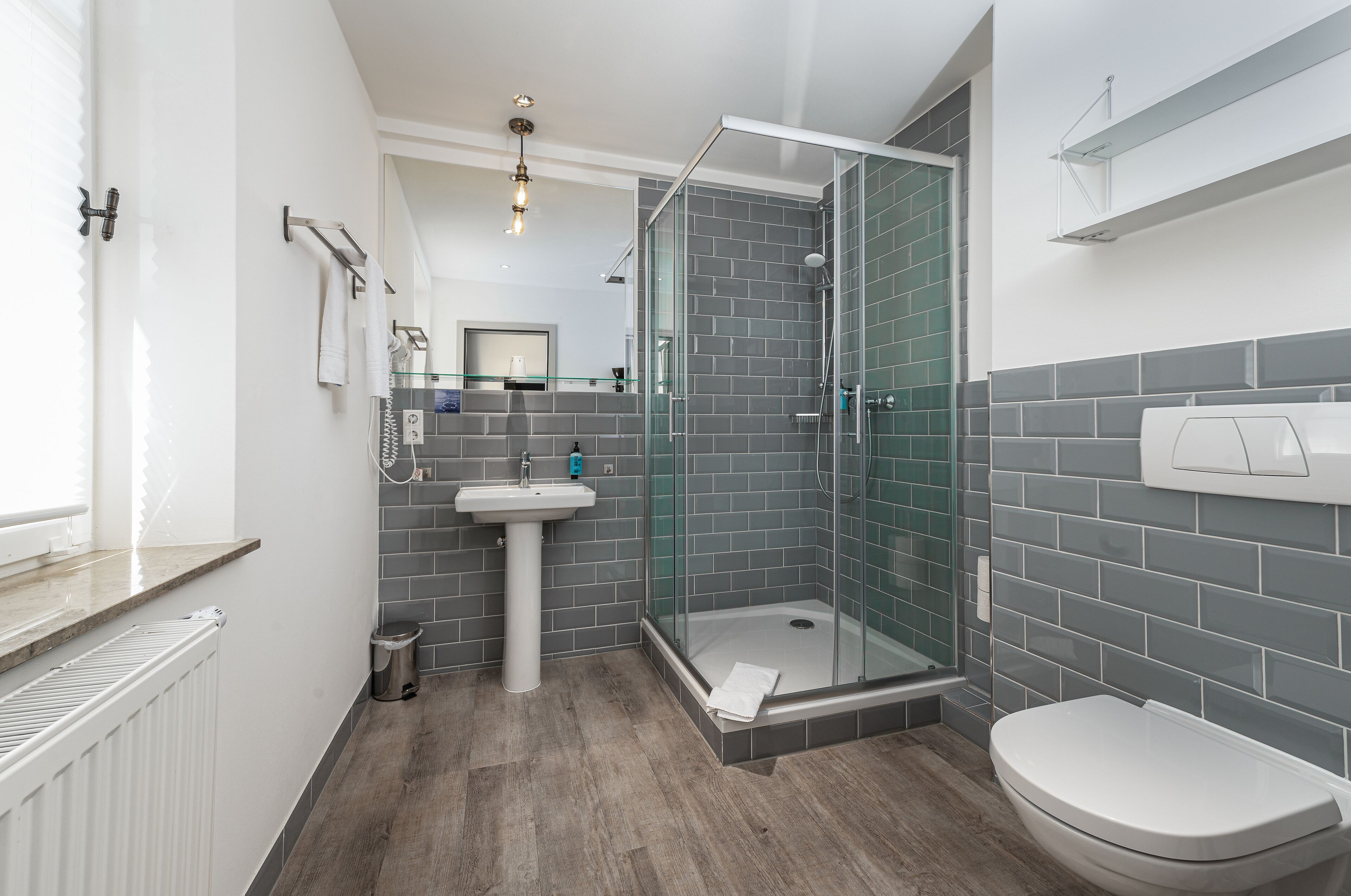 free toiletries, hair dryer, towels