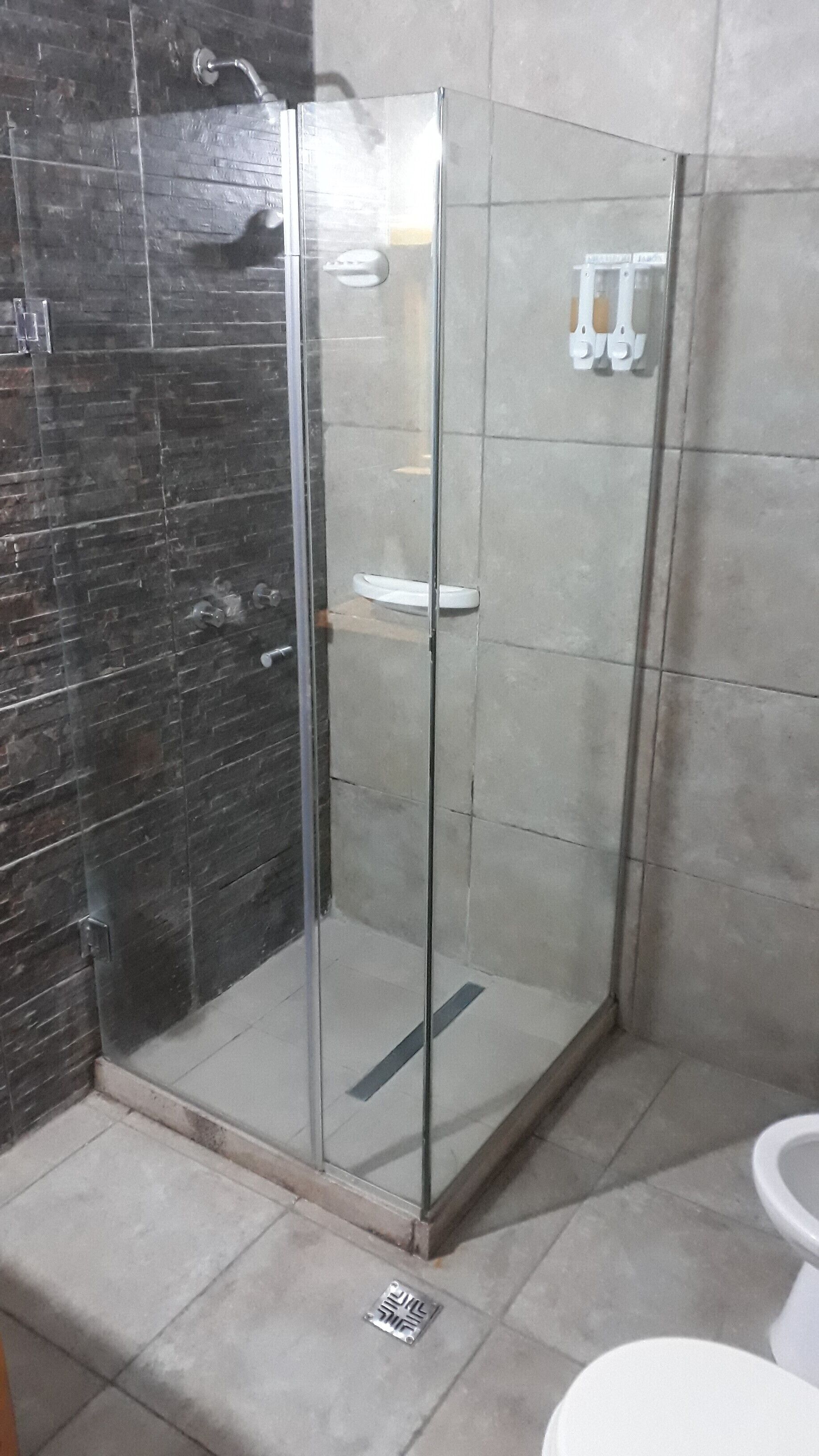 Ducha, cabezal de ducha tipo lluvia, bidet, toallas