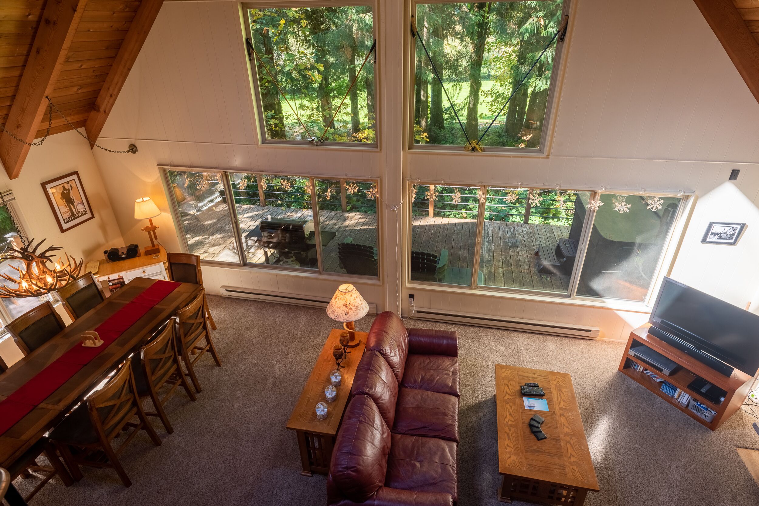 TV, fireplace, DVD player, books