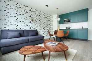 Apartamento, 1 quarto (with Sofa Bed) | Roupas de cama premium, cofres nos quartos