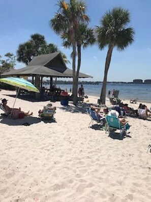 Beach nearby, sun loungers