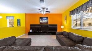 TV, video games, DVD player, table football