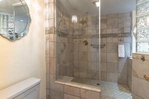 Bathtub, hair dryer, towels