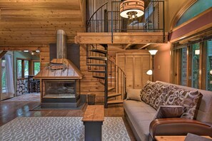 TV, fireplace - Remote Long Island Lakefront Cabin w/ Deck & Grill (Middle Island)