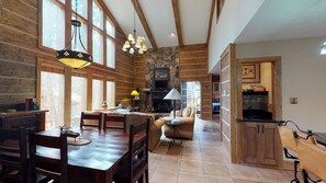 Interior - Fireplace | Large Deck | Buffalo Spirit Lodge (Angel Fire)