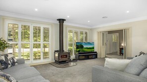 TV, fireplace