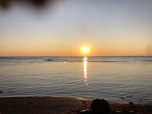 Playa en los alrededores, camastros y toallas de playa 