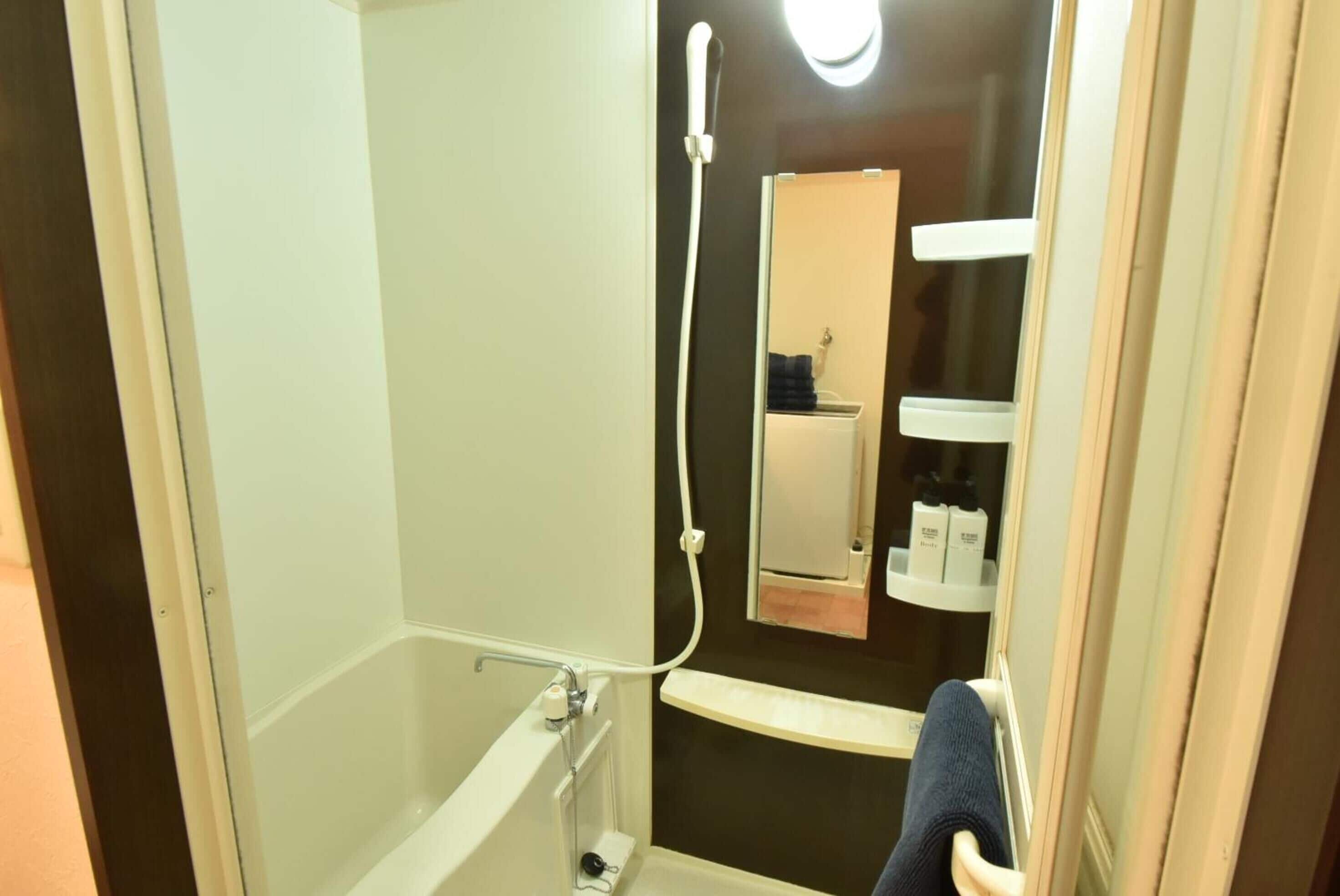 Separate bathtub and shower, free toiletries, hair dryer, bidet