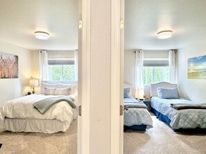 3 habitaciones, tabla de planchar con plancha y cuna de viaje
