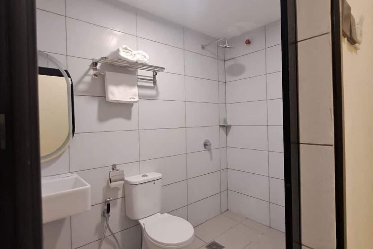 Shower, free toiletries, hair dryer, bidet