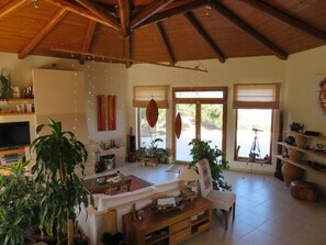 Téléviseur connecté, foyer, lecteur de DVD, livres