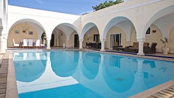 Indoor pool, 3 outdoor pools, open open 24 hours a day, pool umbrellas