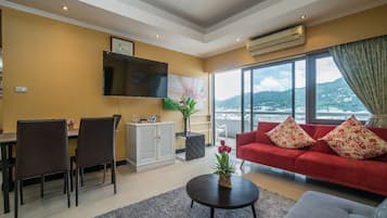 Apartemen Keluarga, 1 kamar tidur, pemandangan gunung | 1 kamar tidur, brankas, setrika/meja setrika, dan Wi-Fi gratis