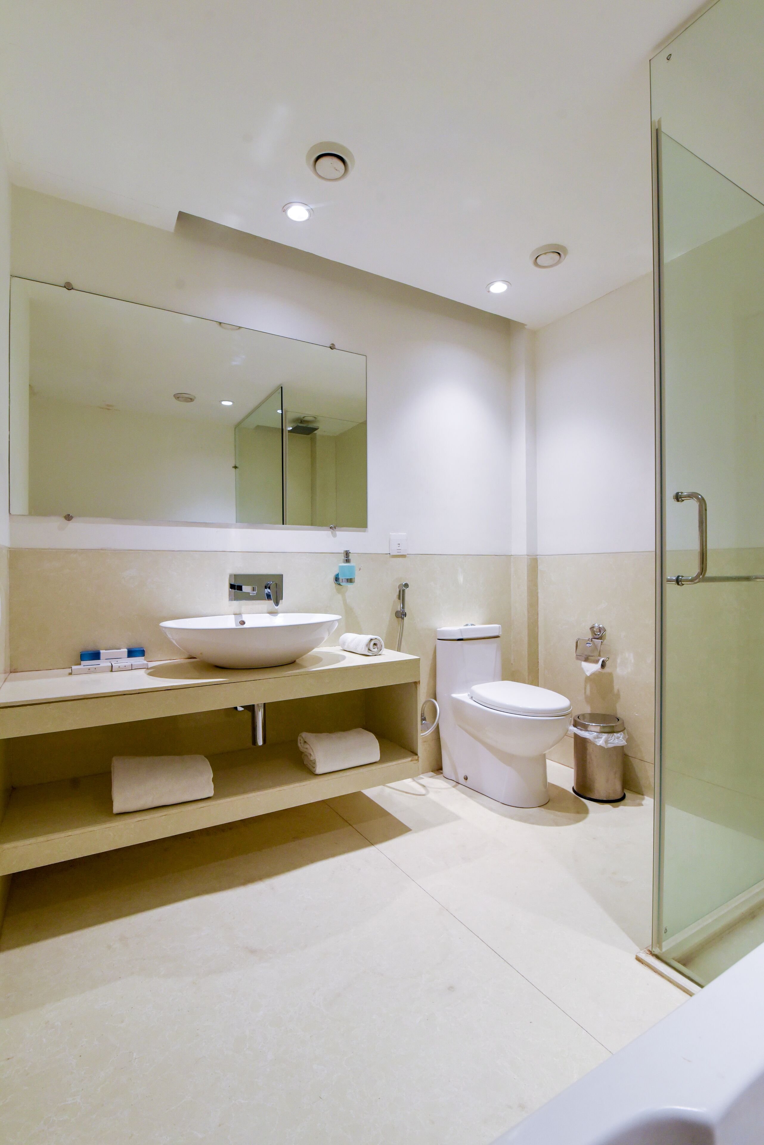 Presidential Suite | Bathroom | Shower, free toiletries, slippers, towels