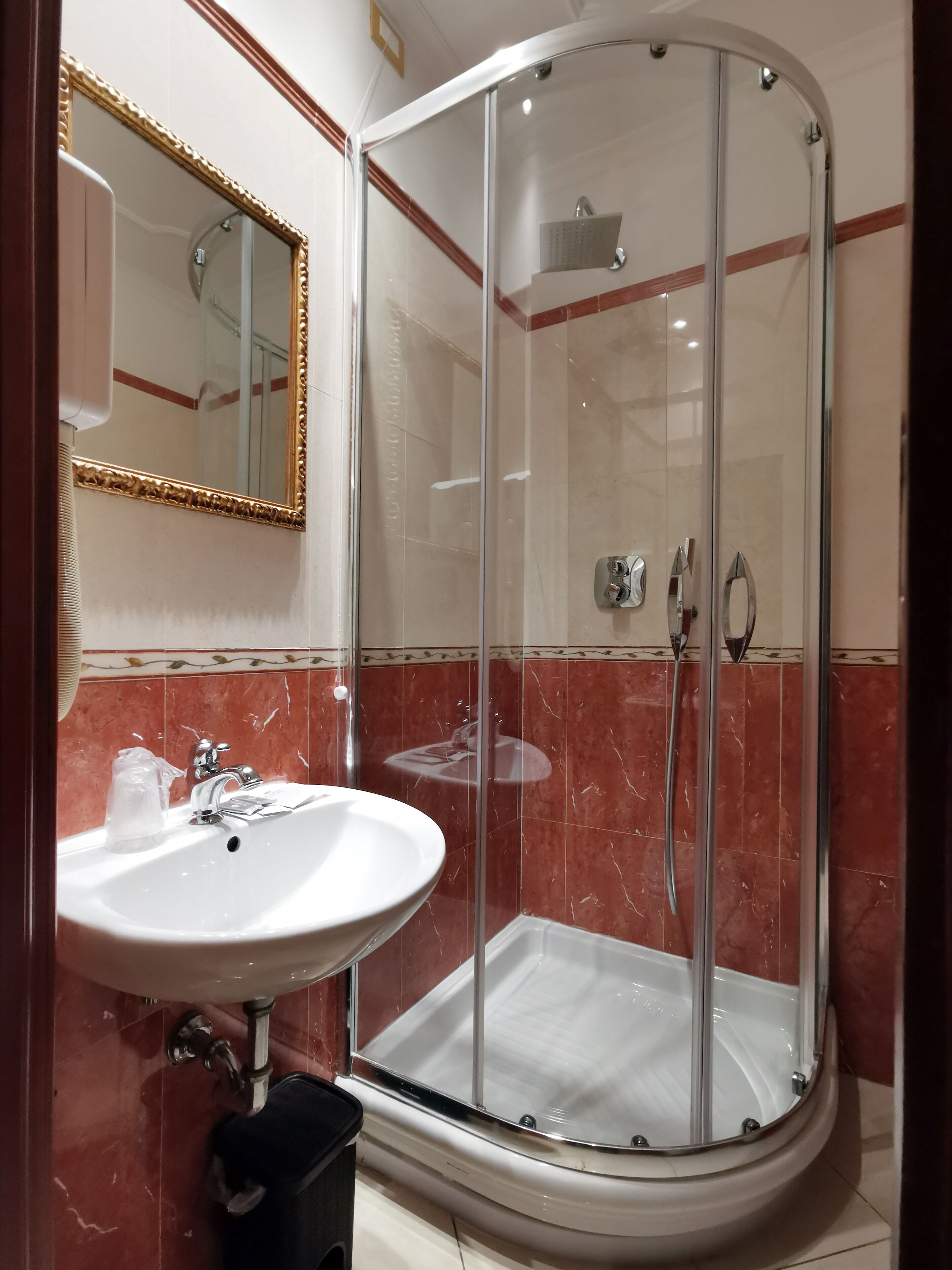 double or twin room | bathroom | rainfall showerhead, hair dryer, bidet, towels