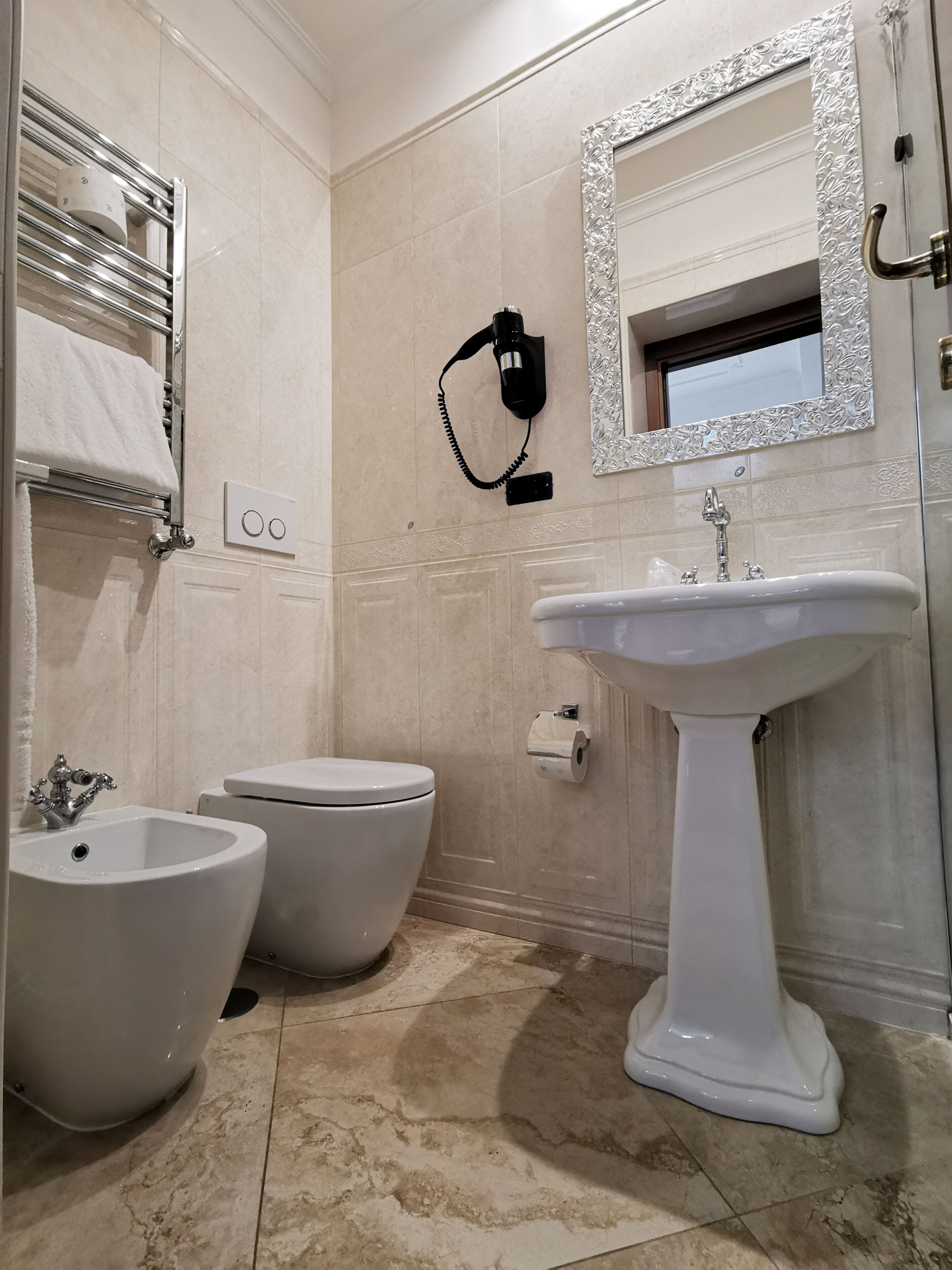 single room | bathroom | rainfall showerhead, hair dryer, bidet, towels