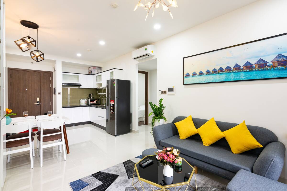 Apartment with Balcony | Living area | Flat-screen TV