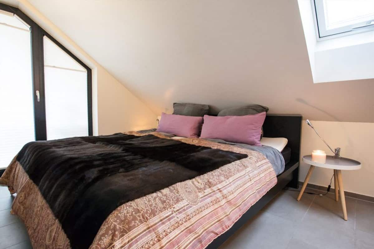 2 bedrooms, blackout curtains, soundproofing, iron/ironing board