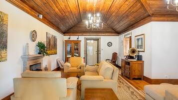 Télévision, cheminée, table de tennis de table