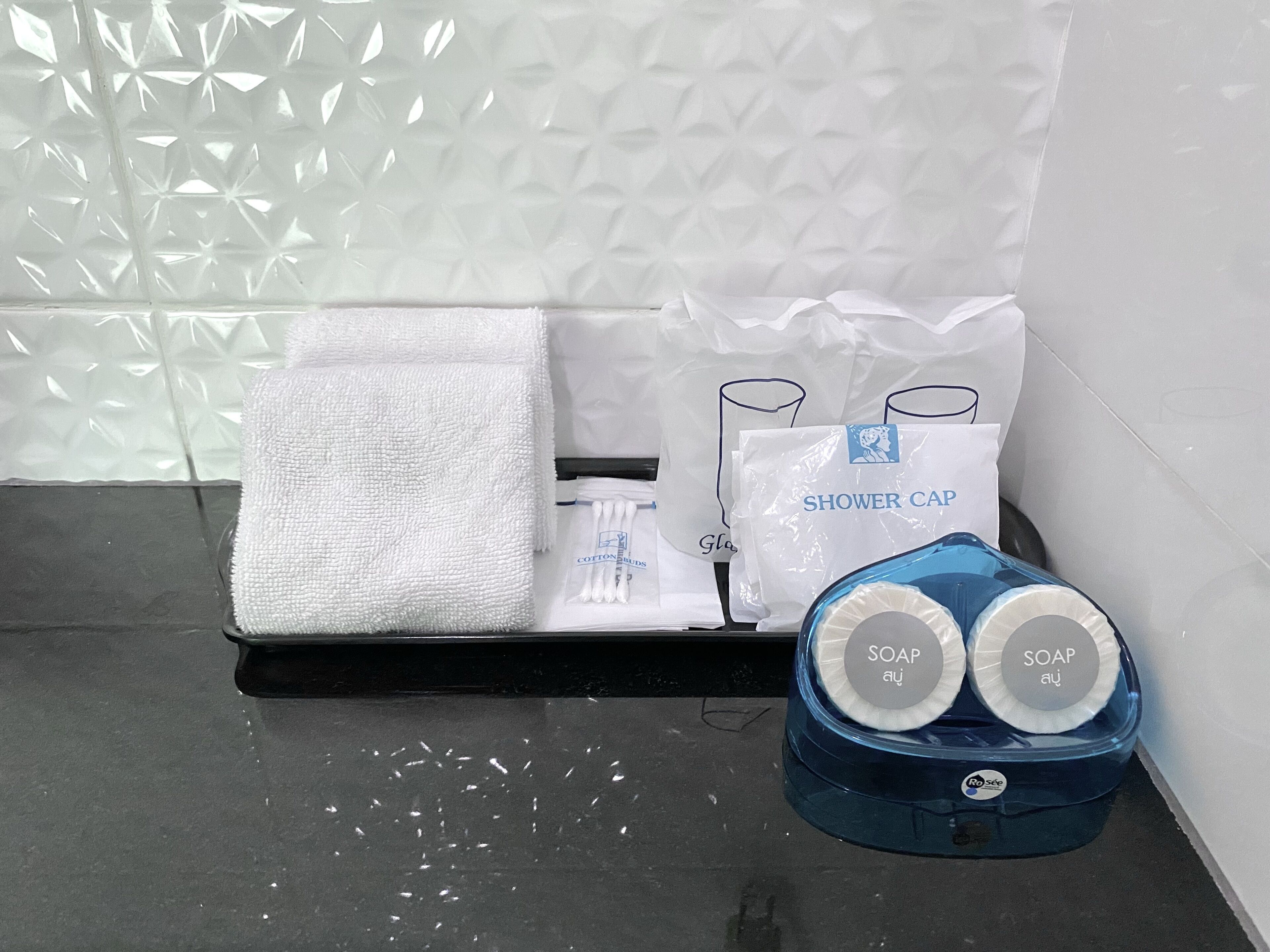 free toiletries, hair dryer, bathrobes, slippers