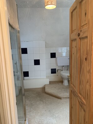 Quarto duplo | Banheiro | Chuveiro, produtos de toalete grátis, secador de cabelo 