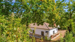 A white house with a tiled roof surrounded by lush greenery. - Casa Rural Molino de la Máquina Cartajima by Ruralidays (Málaga)