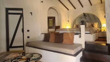 Desk, laptop workspace, blackout curtains, soundproofing