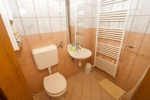 Quadruple Room (7) | Bathroom | Shower, eco-friendly toiletries, hair dryer, towels - Tourist Farm Pri Martinovih (Brezice)
