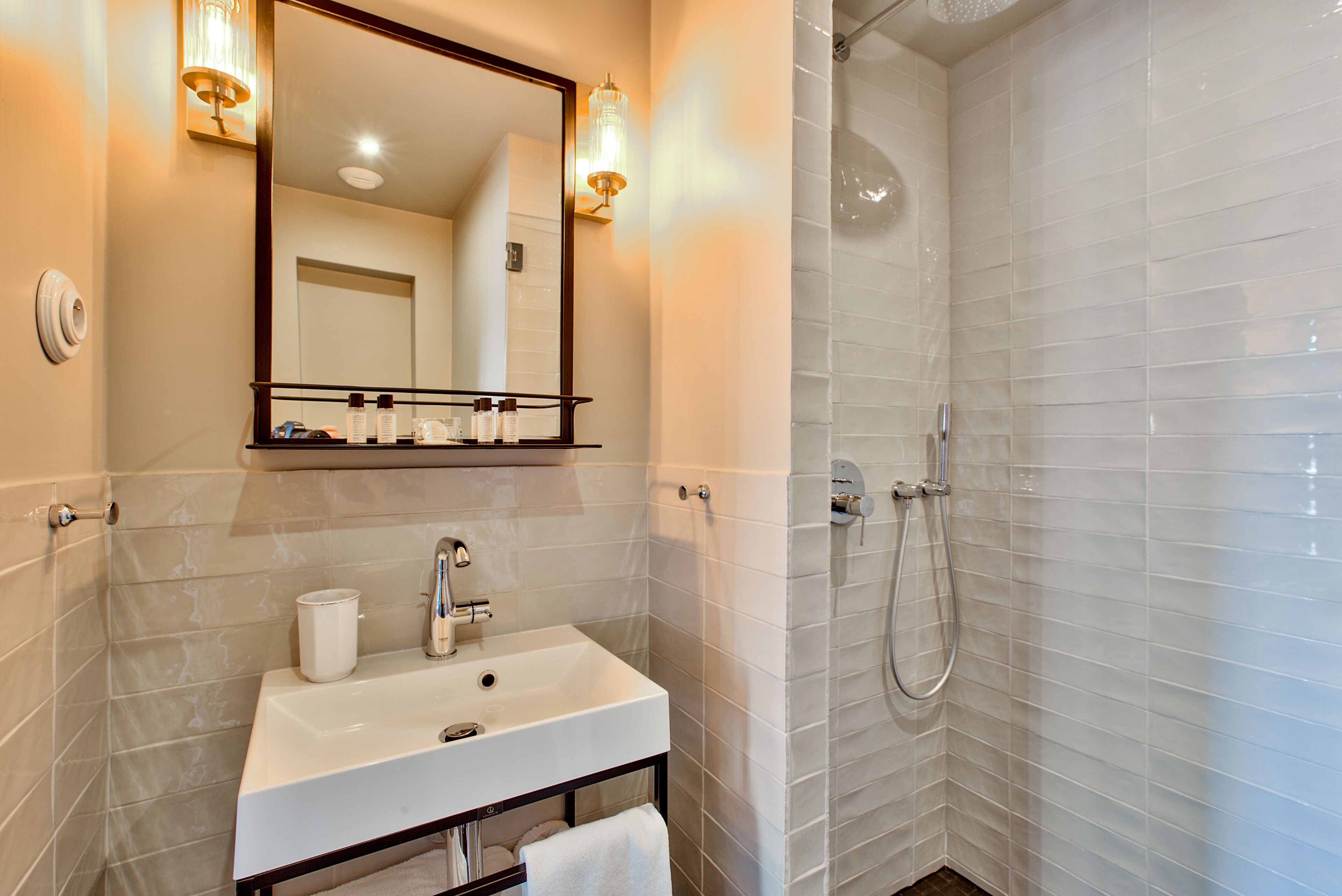 superior room | bathroom | shower, rainfall showerhead, free toiletries, hair dryer