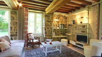 TV, caminetto, lettore DVD, tavolo da calcetto