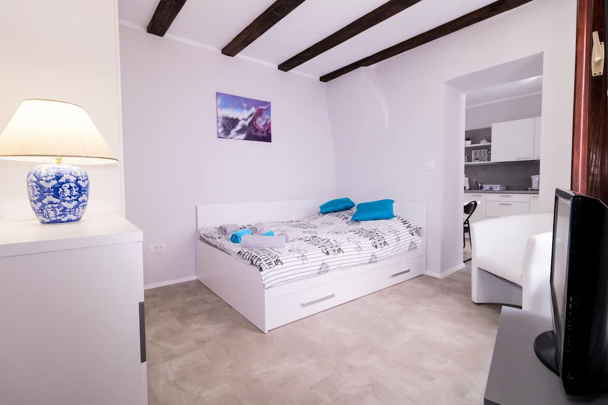 1 bedroom, desk, iron/ironing board, cots/infant beds