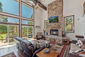 TV, fireplace, video games, table football