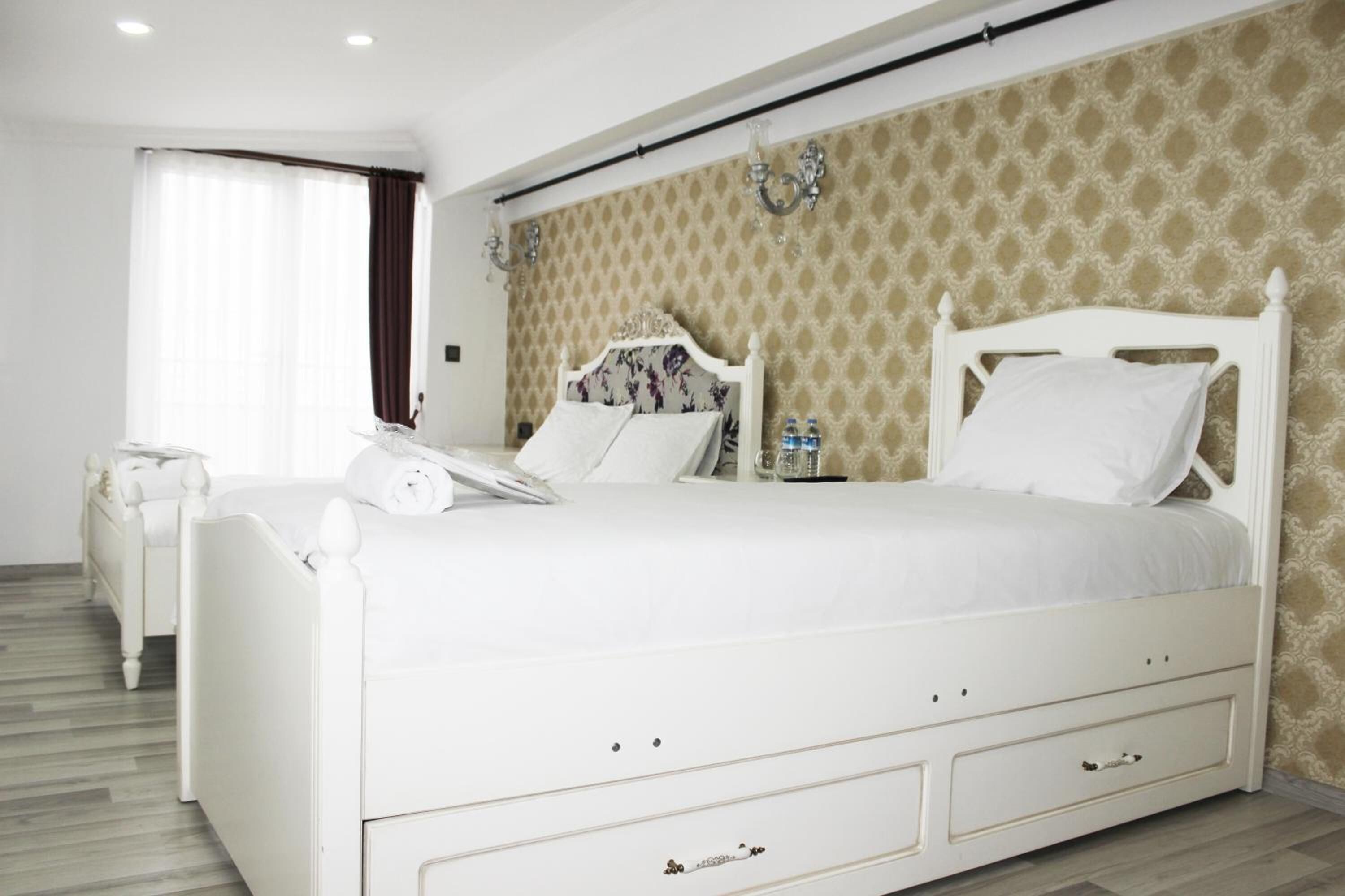 minibar, desk, laptop workspace, blackout curtains