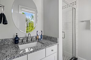 Hair dryer, soap, shampoo, toilet paper