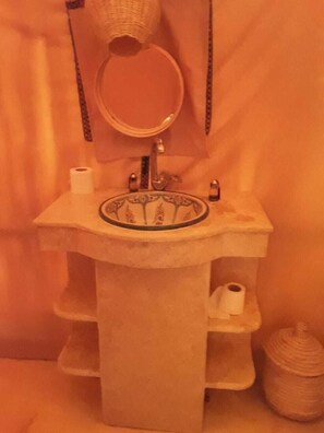 Shower, rainfall showerhead, towels, soap