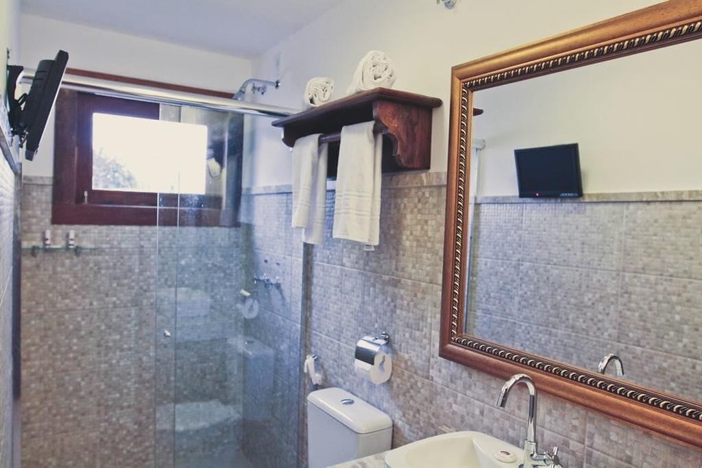 deluxe double or twin room | bathroom | shower, bidet, towels