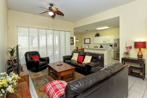 Villa, Multiple Beds, Private Pool, Garden View | Living room | TV - Deluxe Spacious Resort Home Close to Disney (Kissimmee)