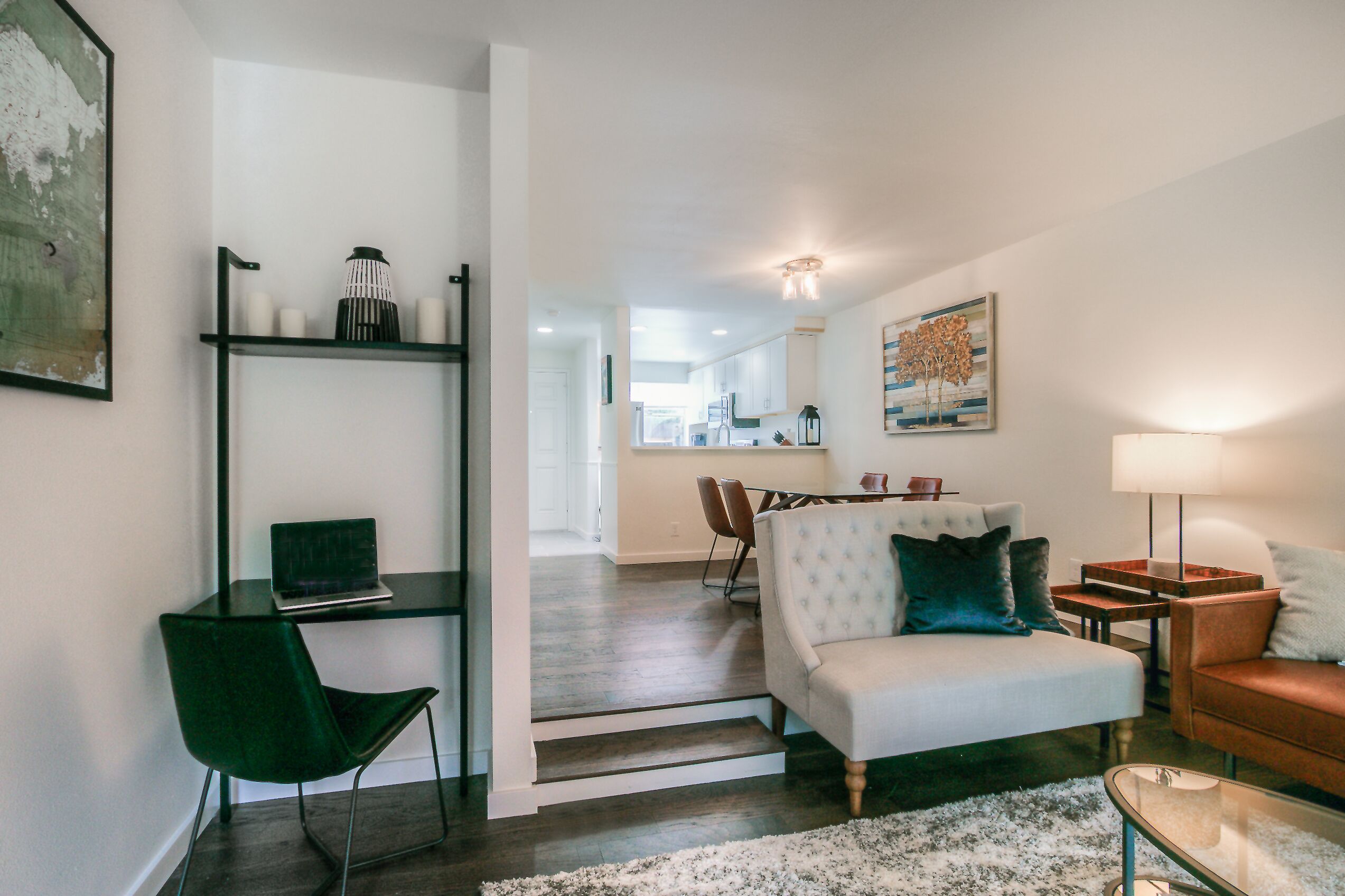 Smart TV, fireplace, video games, DVD player