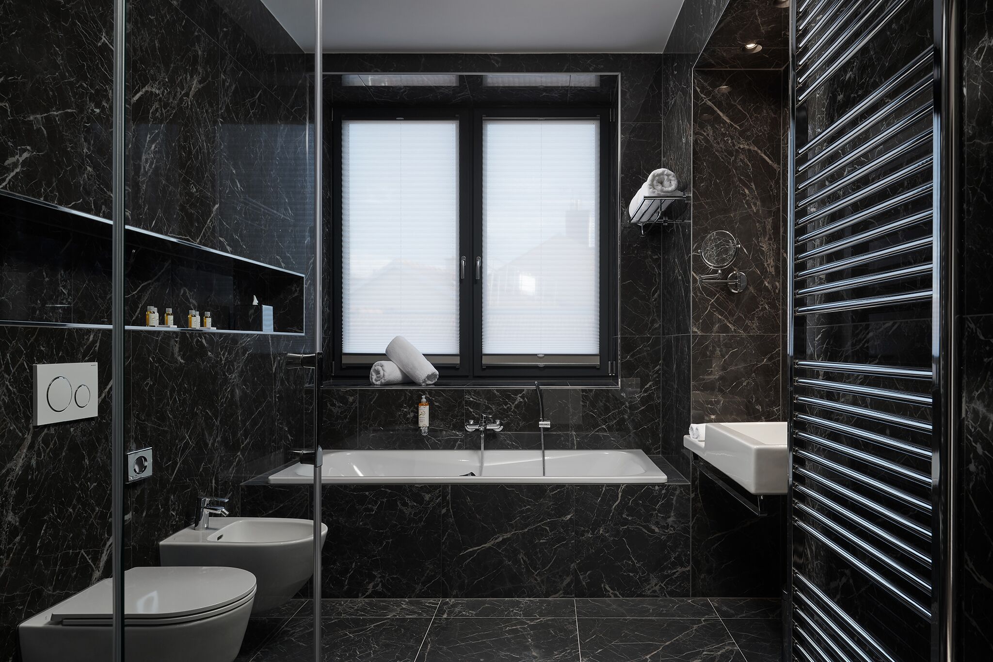 free toiletries, hair dryer, bathrobes, slippers