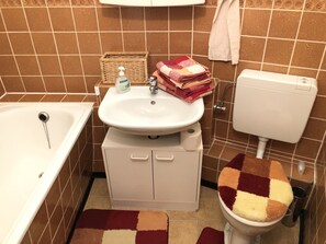 Free toiletries, hair dryer, towels, toilet paper