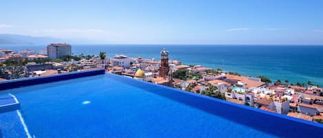 A rooftop pool